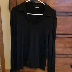 J Crew black long sleeve vneck w/collar shirt